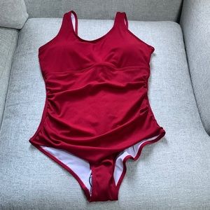 Red one piece bathing suit